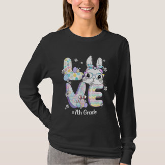 Love Easter 7th Grade Teacher Bunny Cute Face Happ T-Shirt