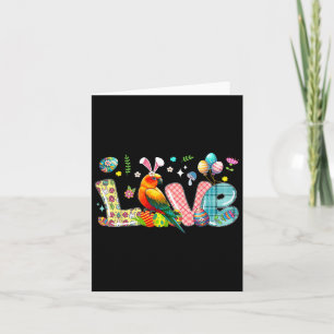 Love Easter Bunny Sun Conure Hunting Eggs Flowers  Card