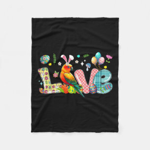 Love Easter Bunny Sun Conure Hunting Eggs Flowers Fleece Blanket