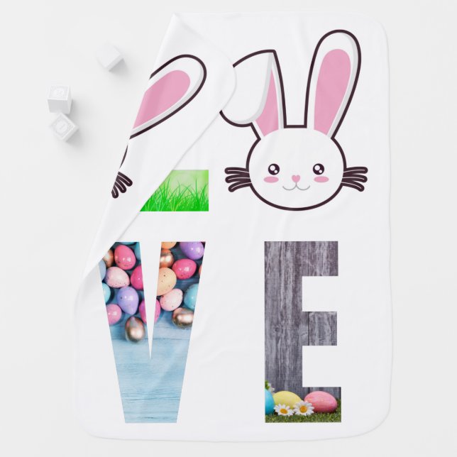 Love Easter - Easter Bunny - Easter Egg   Baby Blanket (In Situ)