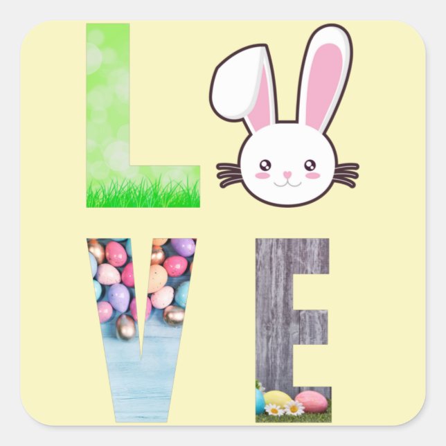 Love Easter - Easter Bunny - Easter Egg  Square Sticker (Front)
