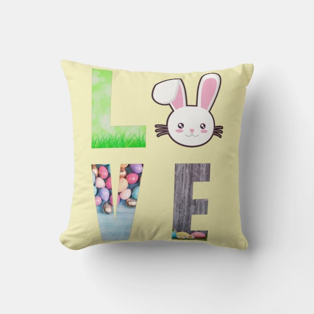 Love Easter - Easter Bunny - Easter Egg   Throw Pillow (Front)