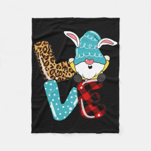 Love Easter Gnome Leopard Plaid Love Easter Gnome Fleece Blanket