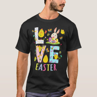 Love Easter Happy Easter Egg Bunny Chicken Butterf T-Shirt