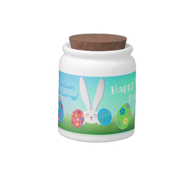 Love Easter, Happy Easter Hunt Cute Bunny Candy Jar (Left)