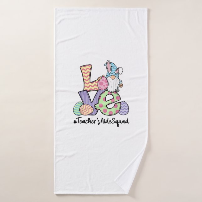 Love Easter Teacher's Aide Gnomes Teacher Easter 2 Bath Towel (Bath Towel)