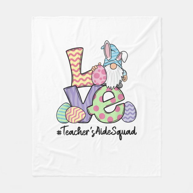 Love Easter Teacher's Aide Gnomes Teacher Easter 2 Fleece Blanket (Front)
