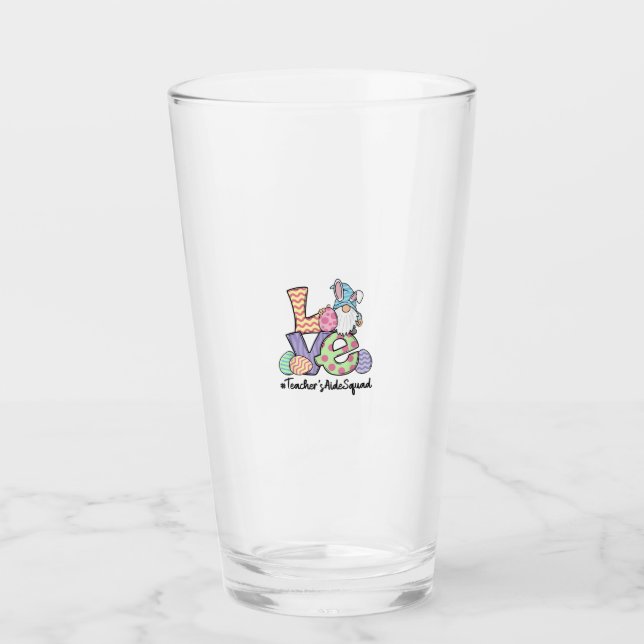 Love Easter Teacher's Aide Gnomes Teacher Easter 2 Glass (Front)