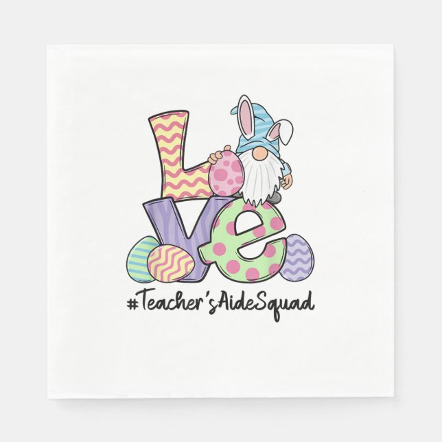 Love Easter Teacher's Aide Gnomes Teacher Easter 2 Napkins (Front)