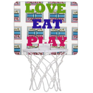 Love Eat and Play amazing text quote design Mini Basketball Hoop