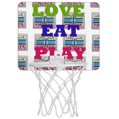 Love Eat and Play amazing text quote design Mini Basketball Hoop