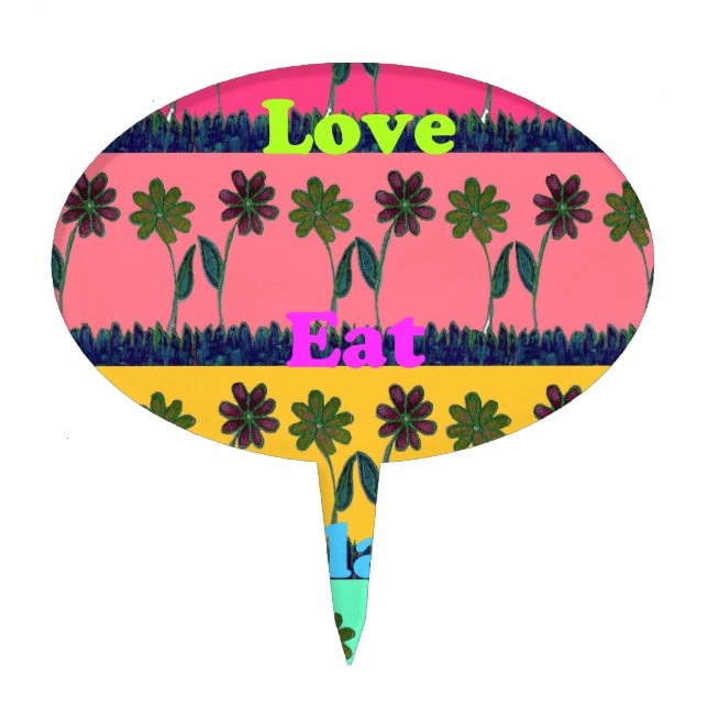 Love Eat Play Art Print Cake Topper (Front)