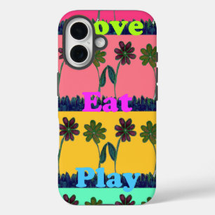 Love Eat Play Art Print iPhone 16 Case