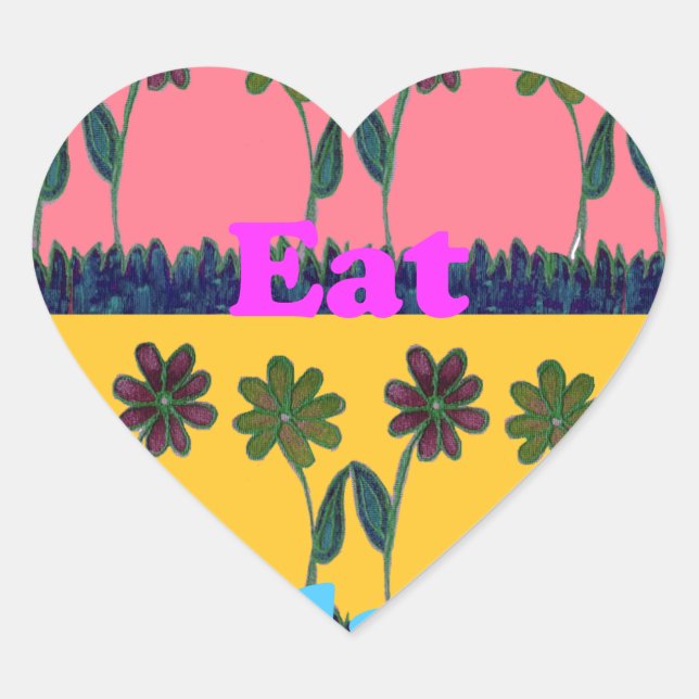 Love Eat Play Art Print Heart Sticker (Front)