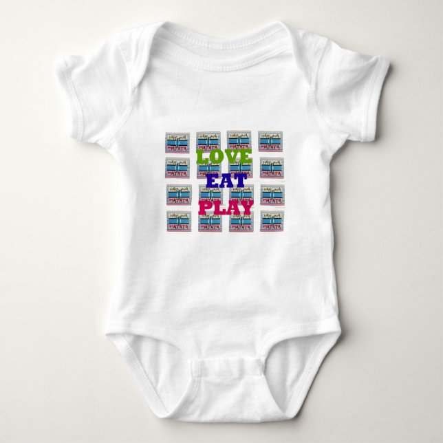 Love Eat Play Hakuna Matata Art Print Baby Bodysuit (Front)