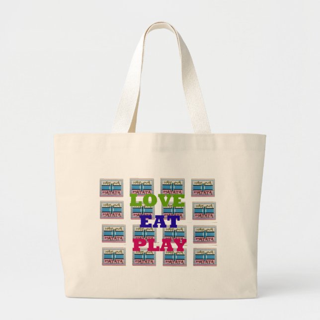 Love Eat Play Hakuna Matata Art Print Large Tote Bag (Front)