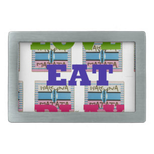 Love Eat Play Hakuna Matata Art Print Rectangular Belt Buckle