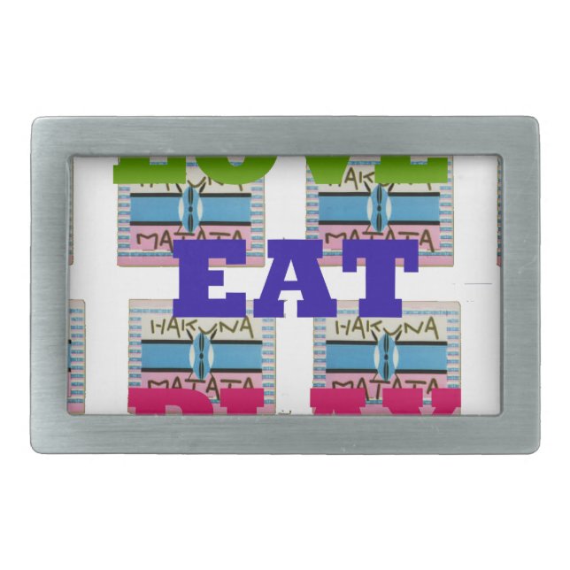 Love Eat Play Hakuna Matata Art Print Rectangular Belt Buckle (Front)