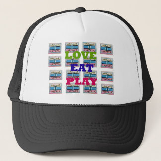 Love Eat Play Hakuna Matata Art Print Trucker Hat