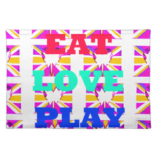 Love  Eat Play Heart Hakuna Matata colors.png Cloth Placemat