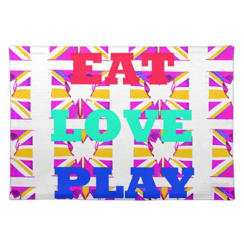 Love  Eat Play Heart Hakuna Matata colorspng Cloth Placemat