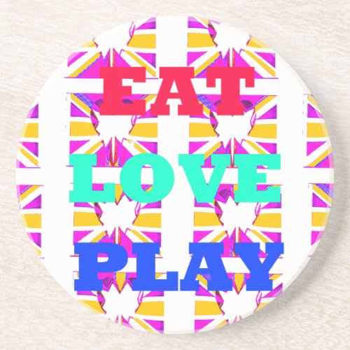 Love  Eat Play Heart Hakuna Matata colorspng Coaster