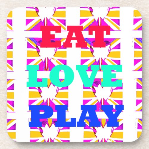 Love  Eat Play Heart Hakuna Matata colorspng Coaster