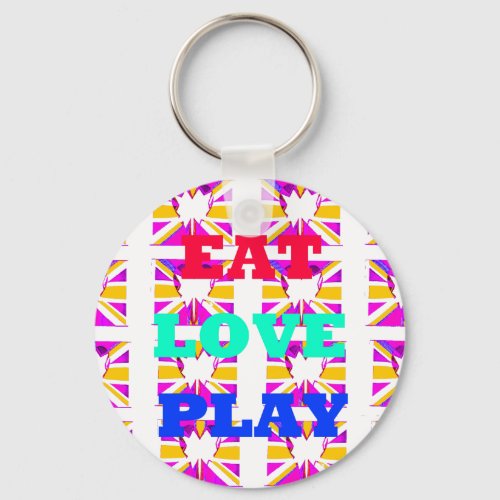 Love  Eat Play Heart Hakuna Matata colorspng Keychain