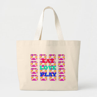 Love Eat Play Heart Hakuna Matata colors.png Large Tote Bag
