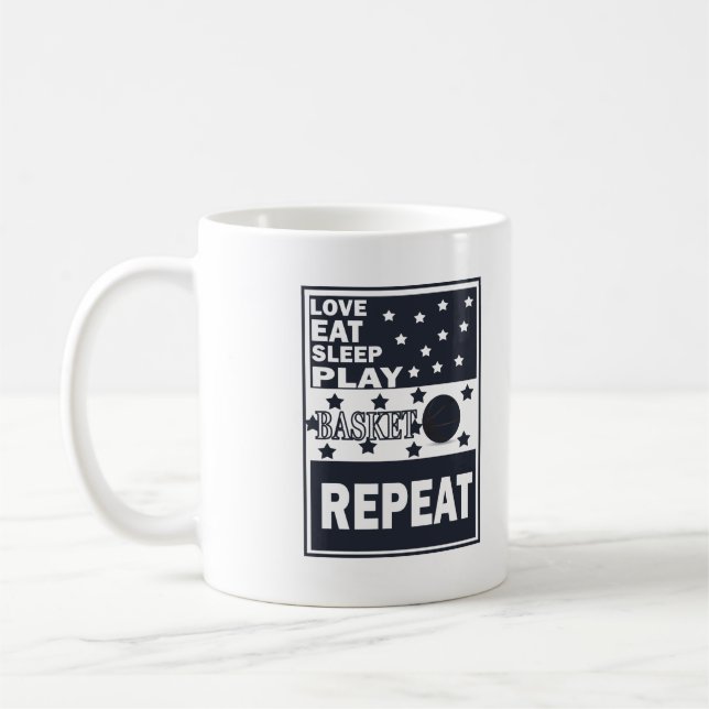 Love eat sleep play basketball repeat coffee mug (Left)