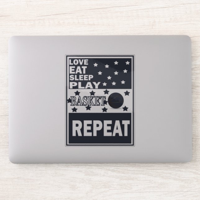 Love eat sleep play basketball repeat sticker (Computer)