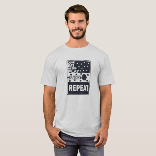 Love eat sleep play basketball repeat T_Shirt