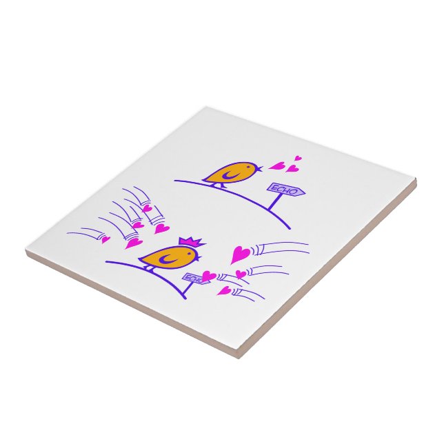 LOVE ECHO - Comic Birds Tweetlercools 3 Ceramic Tile (Side)