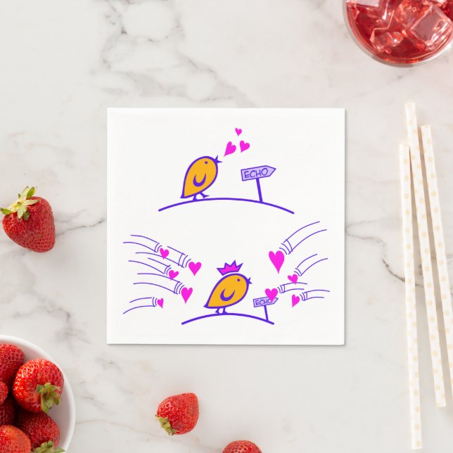 LOVE ECHO - Comic Birds Tweetlercools 3 Napkins (Insitu)