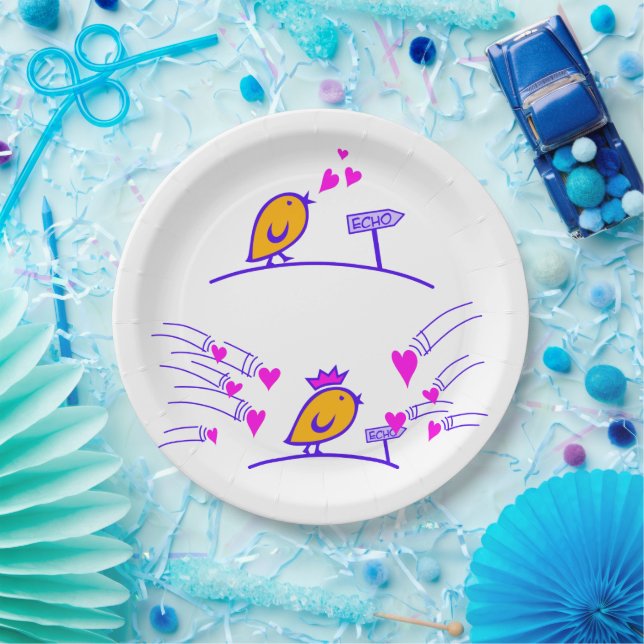 LOVE ECHO - Comic Birds Tweetlercools 3 Paper Plates (Party)