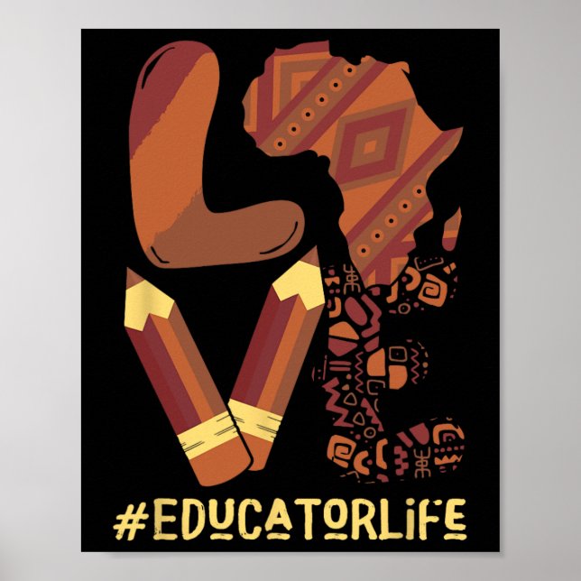 Love Educator Costume African Map Proud Afro Black Poster (Front)