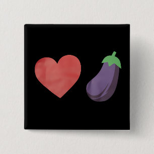 Love Eggplant Funny Gay LGBTQ Pride Button