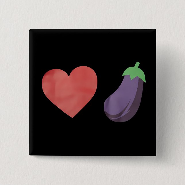 Love Eggplant Funny Gay LGBTQ Pride Button (Front)