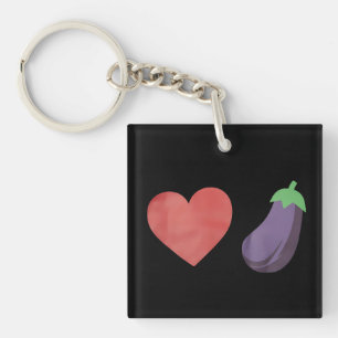 Love Eggplant Funny Gay LGBTQ Pride Keychain