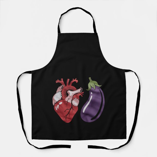 Love Eggplant Funny Gay Pride Humor LGBTQ Joke Apron (Front)