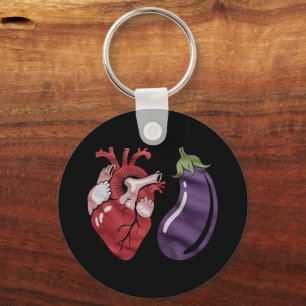 Love Eggplant Funny Gay Pride Humor LGBTQ Joke Keychain