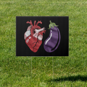 Love Eggplant Funny Gay Pride Humor LGBTQ Joke Sign