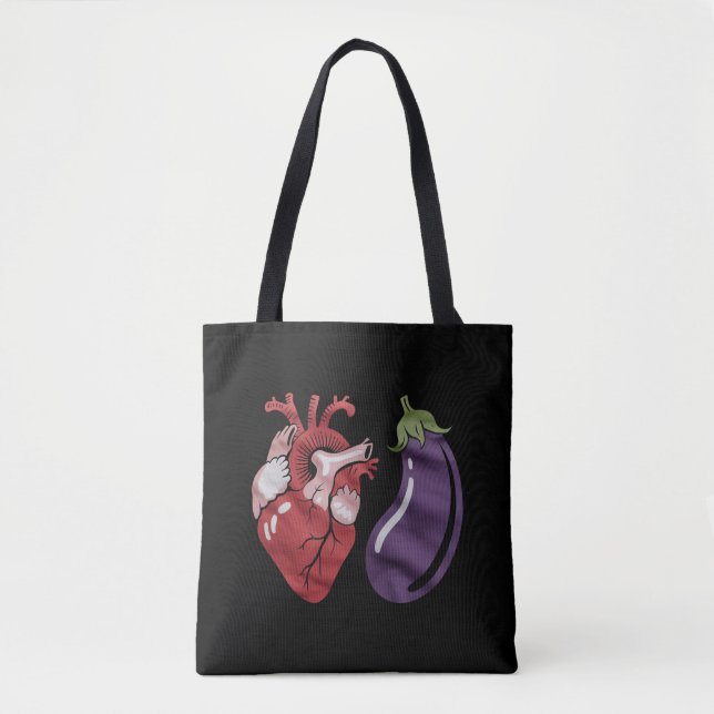 Love Eggplant Funny Gay Pride Humor LGBTQ Joke Tote Bag (Front)