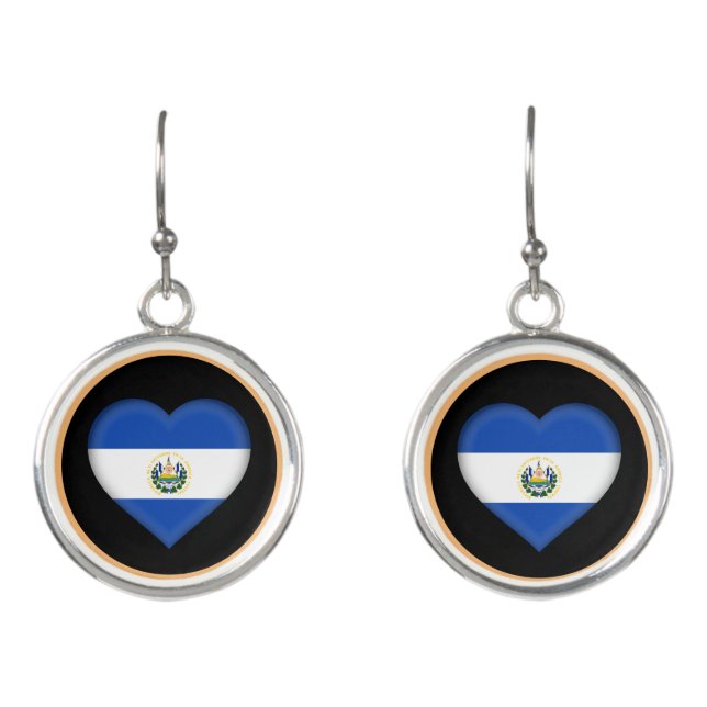 Love El Salvador & flag fashion heart/sport Earrings (Front)