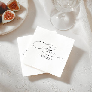 Love - Elegant Black Script Wedding Minimalist Napkins