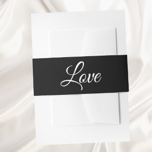 Love Elegant Black White Minimalist Wedding Invitation Belly Band