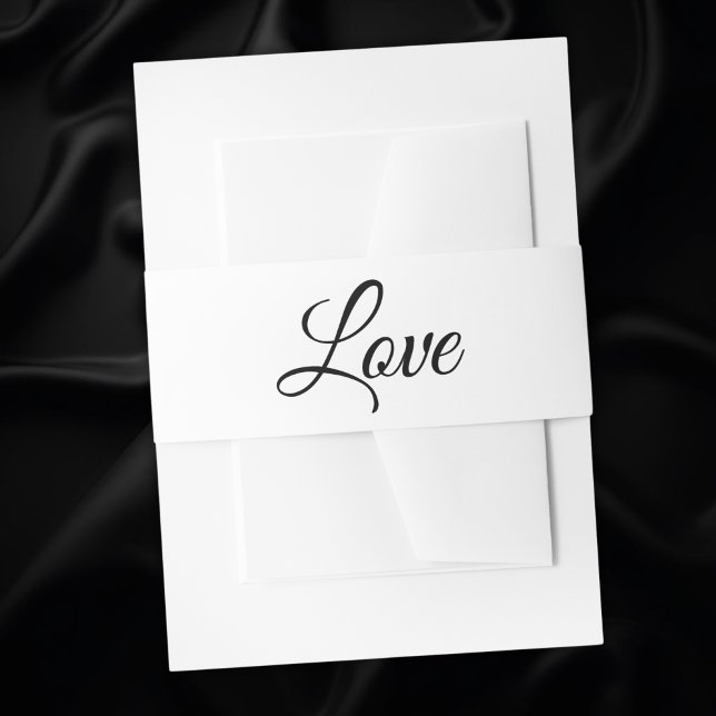 Love Elegant Black White Minimalist Wedding Invitation Belly Band (Creator Uploaded)