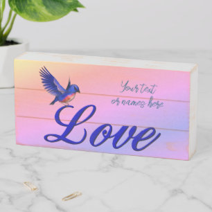 Love Elegant Bluebird Inspirational Personalized Wooden Box Sign