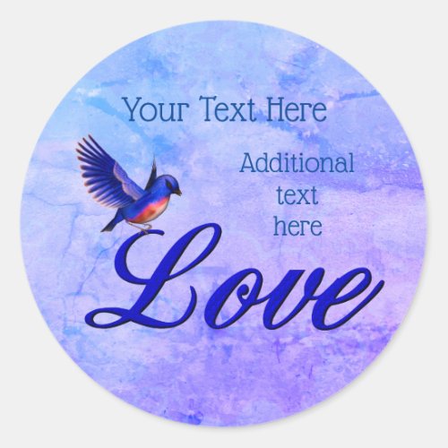 Love Elegant Bluebird Personalized Classic Round Sticker
