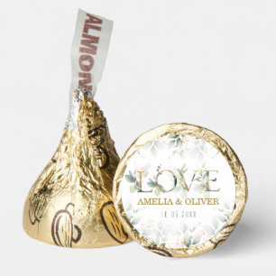 LOVE   Elegant Botanical Greenery Gold Wedding Hershey®'s Kisses®